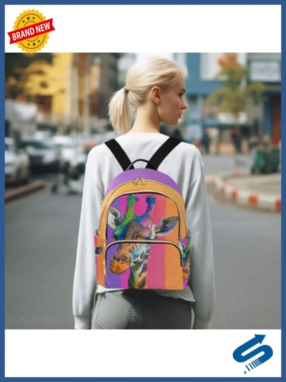 ALAZA Colorful Giraffe Small Backpack Purse for Women Travel Bag Lightweight